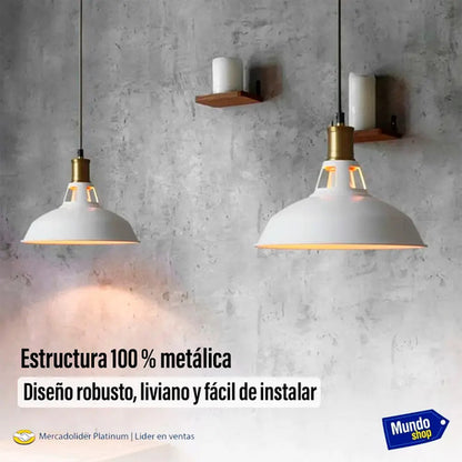 Lampara Colgante De Techo Metal Nordica Blanco Negro Luz