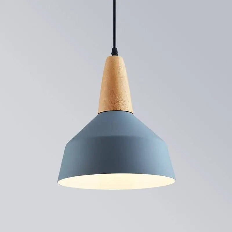 Lampara Colgante De Techo Metal Y Madera Diseño Nordico