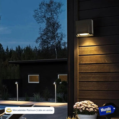 Aplique Exterior Jardin Con Led Integrado 3w Luz Metal Negro
