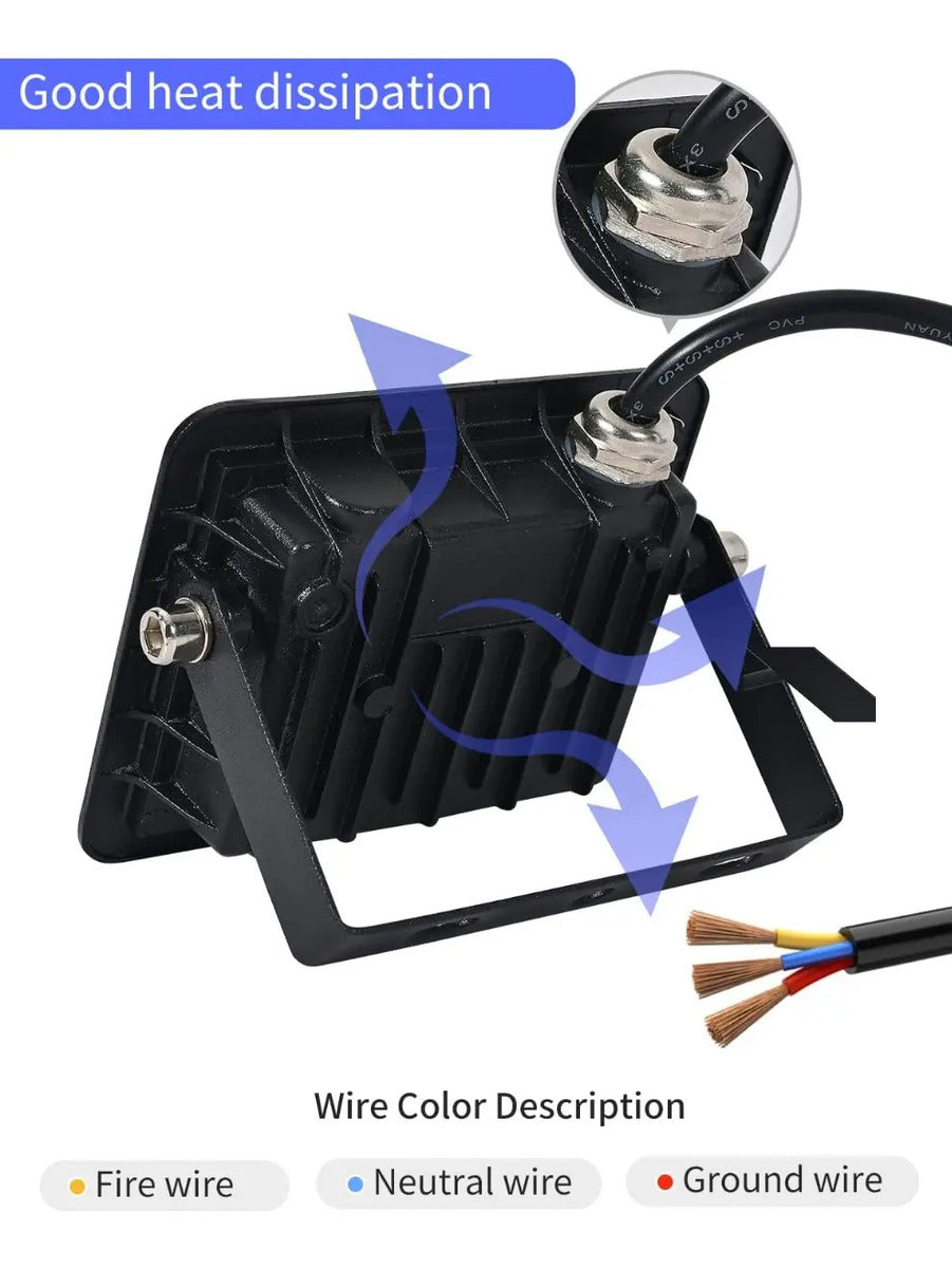 Reflector foco LED 10w luz fria exterior IP66 negro