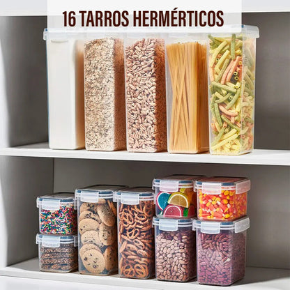 Tarros hermeticos 16 contenedores
