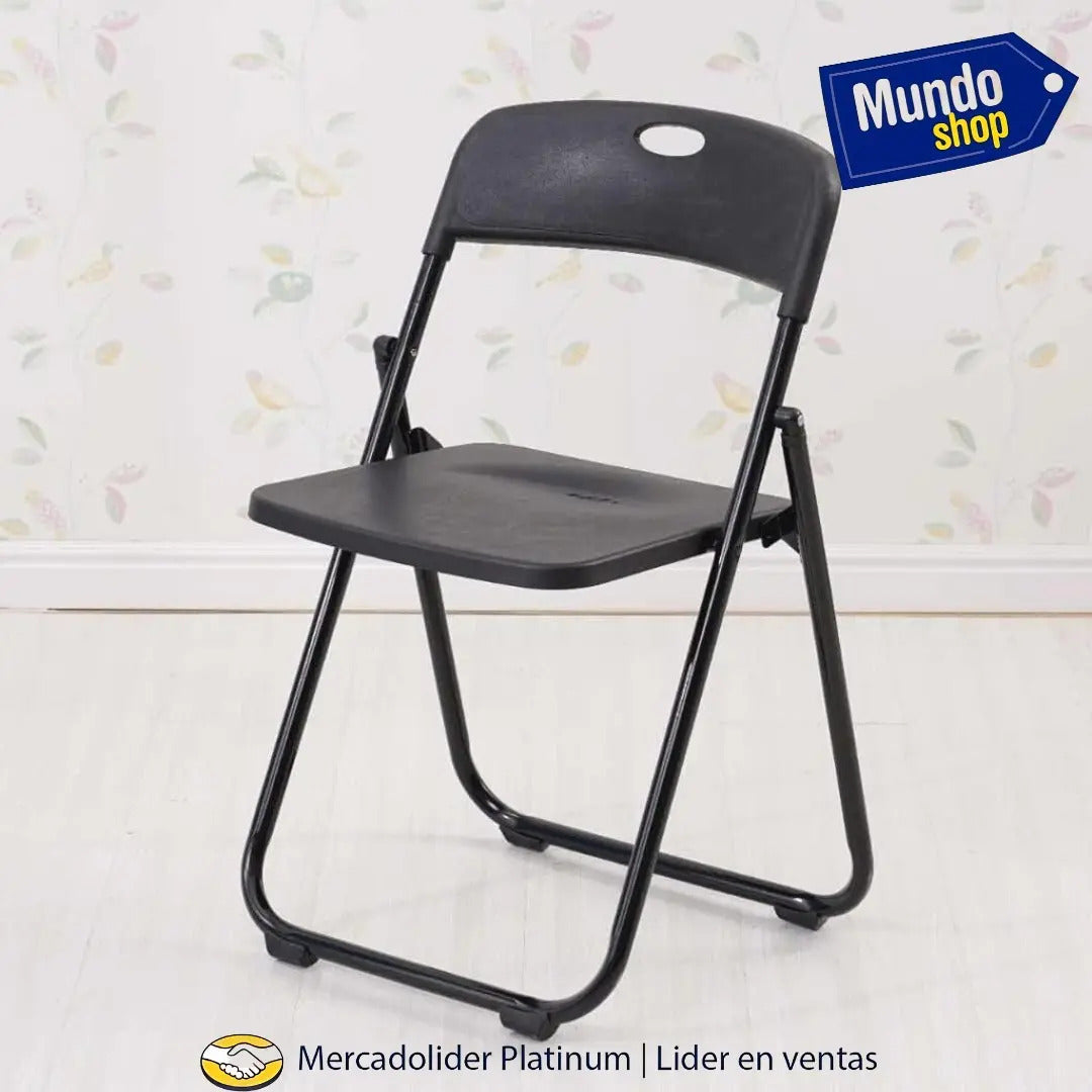 Silla plegable reforzada para jardin exterior metal plastico negro