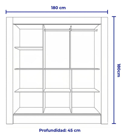 Placard ropero 3 puertas corredizas