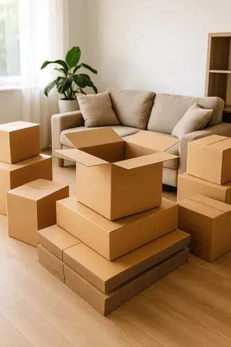 Lote cajas de cartón para mudanzas pack x5 40x30x30 + cinta marrón