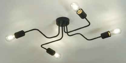 Araña 4 Luces Brazos Vintage Apto Lamparas Led Negro