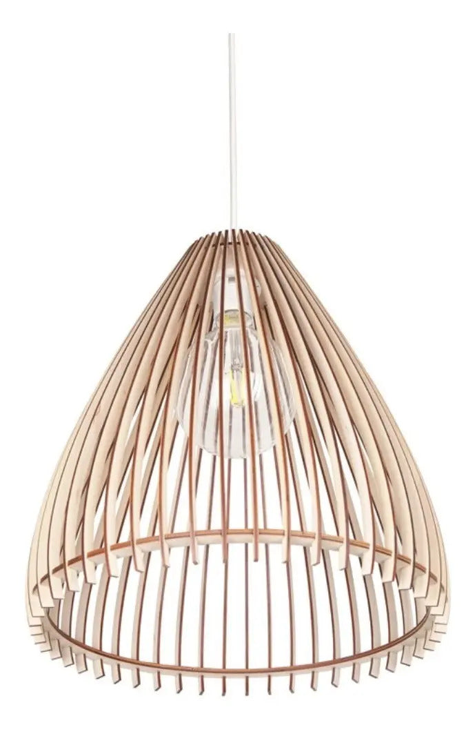 Lampara colgante de techo nordica madera 30cm marrón