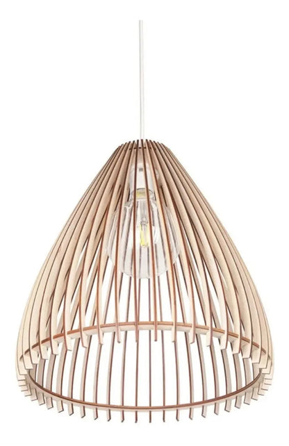 Lampara colgante de techo nordica madera 30cm marrón