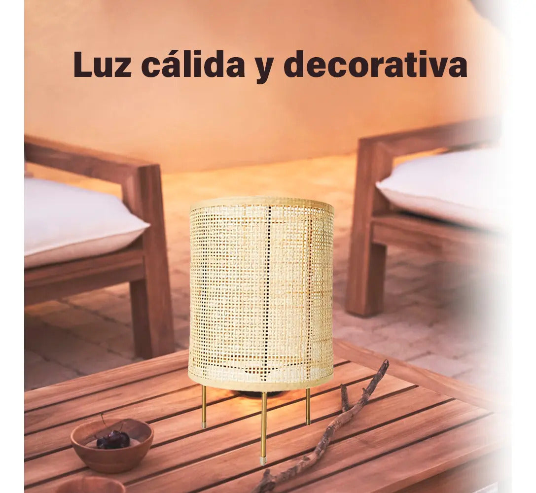 Lámpara portátil de escritorio rattan Praga