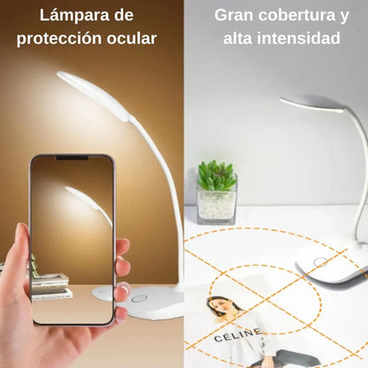 Lampara Portatil Led Recargable Estructura Blanco Pantalla Blanco