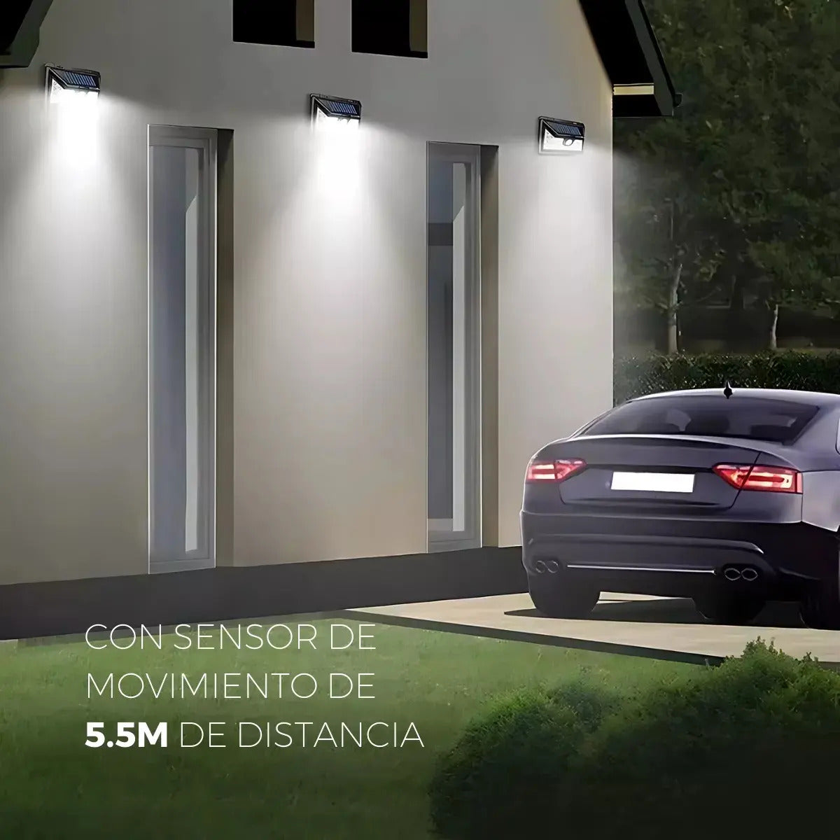 Pack x4 foco lampara solar triple 40smd exterior sensor