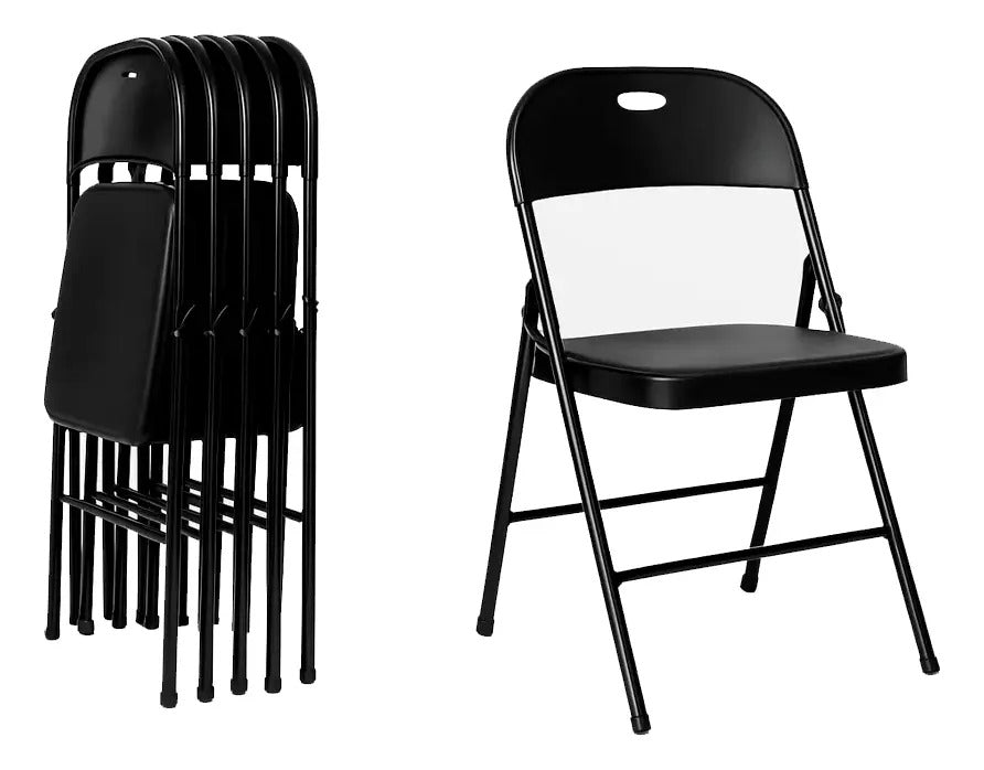 Pack 4 sillas plegables reforzadas para jardin exterior negro lisa