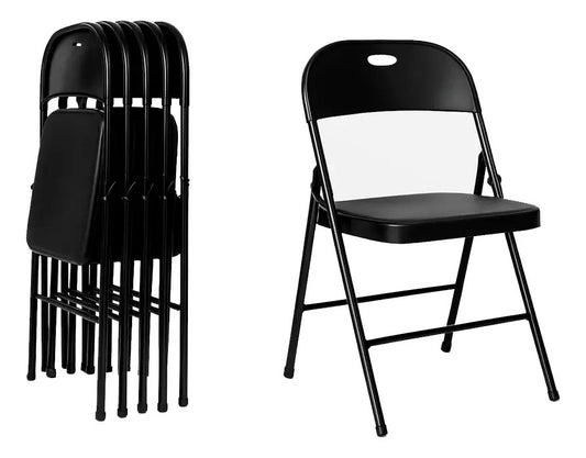 Pack 4 sillas plegables reforzadas para jardin exterior negro lisa