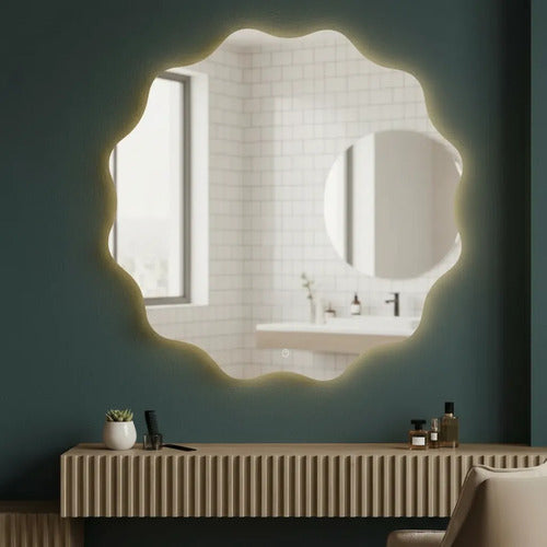 Espejo Touch Sin Marco Con Luz Led 60cm Diámetro Táctil Blanco