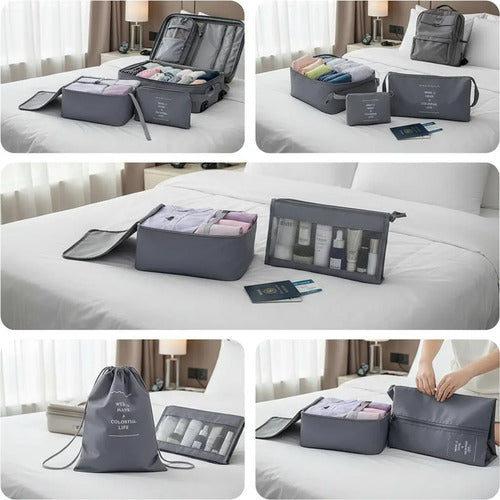 Organizador De Ropa Para Viaje O Maleta Kit De 8 Unidades Gris