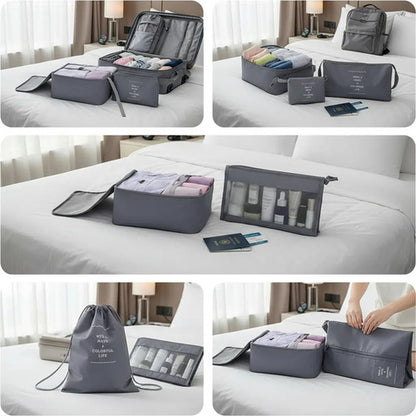 Organizador De Ropa Para Viaje O Maleta Kit De 8 Unidades Gris