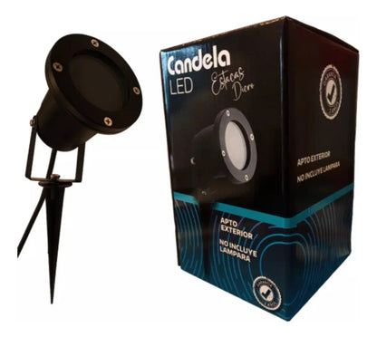 Lampara estaca jardin LED jabalina exterior pincho piso GU10 negro