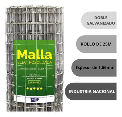 Tejido Alambre Malla Electrosoldada Rollo 1.50 Mts X 25mts Tejido