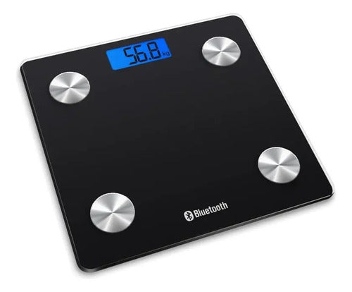 Balanza Bascula Digital De Baño Con Bluetooth Moderna 180kg Negro