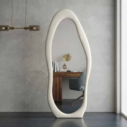 Espejo De Pie Irregular Con Borde Velvet 60x160cm Blanco Blanco