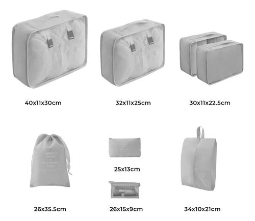 Organizador De Ropa Para Viaje O Maleta Kit De 8 Unidades Gris