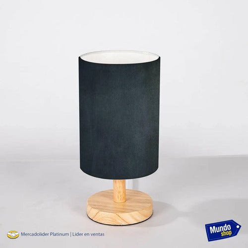 Lampara Portatil De Mesa Veladora Bogota Madera Y Lino Marrón Claro Negro