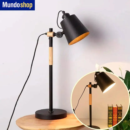 Lampara escritorio portátil nórdica metal madera ajustable