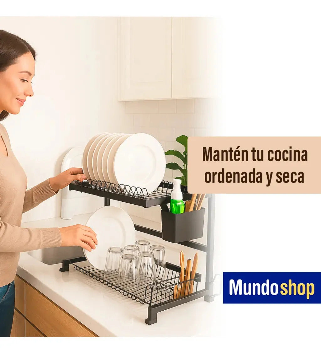 Escurridor de platos Mundo Shop Nola color negro de acero inoxidable