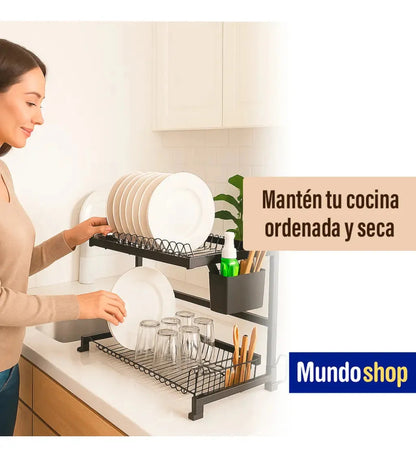 Escurridor de platos Mundo Shop Nola color negro de acero inoxidable
