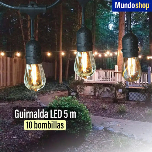 Guirnalda Guia De Luces Patio Jardín Luz Calidad Led Amarillo