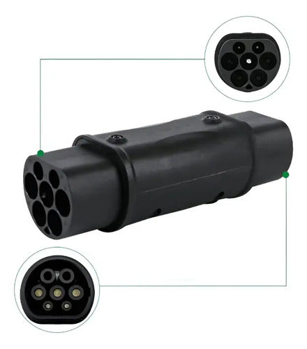 Cargador Adaptador De Carga 7kw Tipo 2 Para Auto Eléctrico Negro