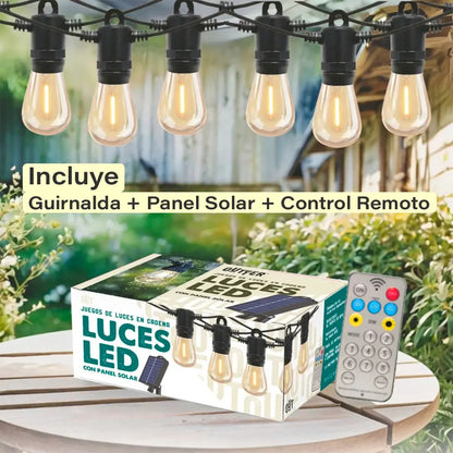 Guirnalda guia de luces LED solar 7.5 mts luz cálida