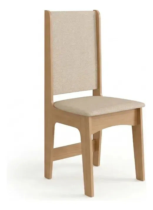 Juego de comedor Sara 6 sillas tapizadas mesa de living marrón claro