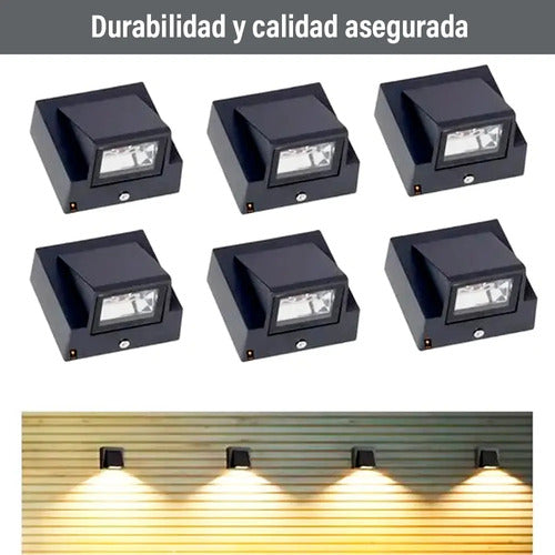 Pack X 6 Aplique Exterior Jardin Con Led 3w Luz Metal Negro