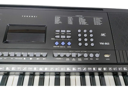 Órgano piano teclado electrónico 61 teclas USB pantalla LED negro