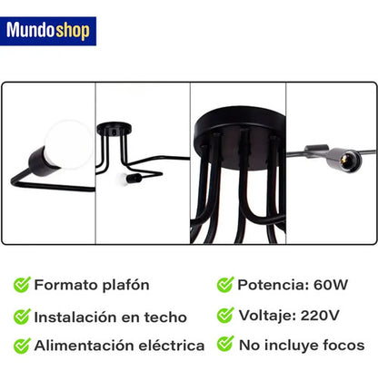 Lampara De Techo Moderna Novedosa Nordica Multiple Negro