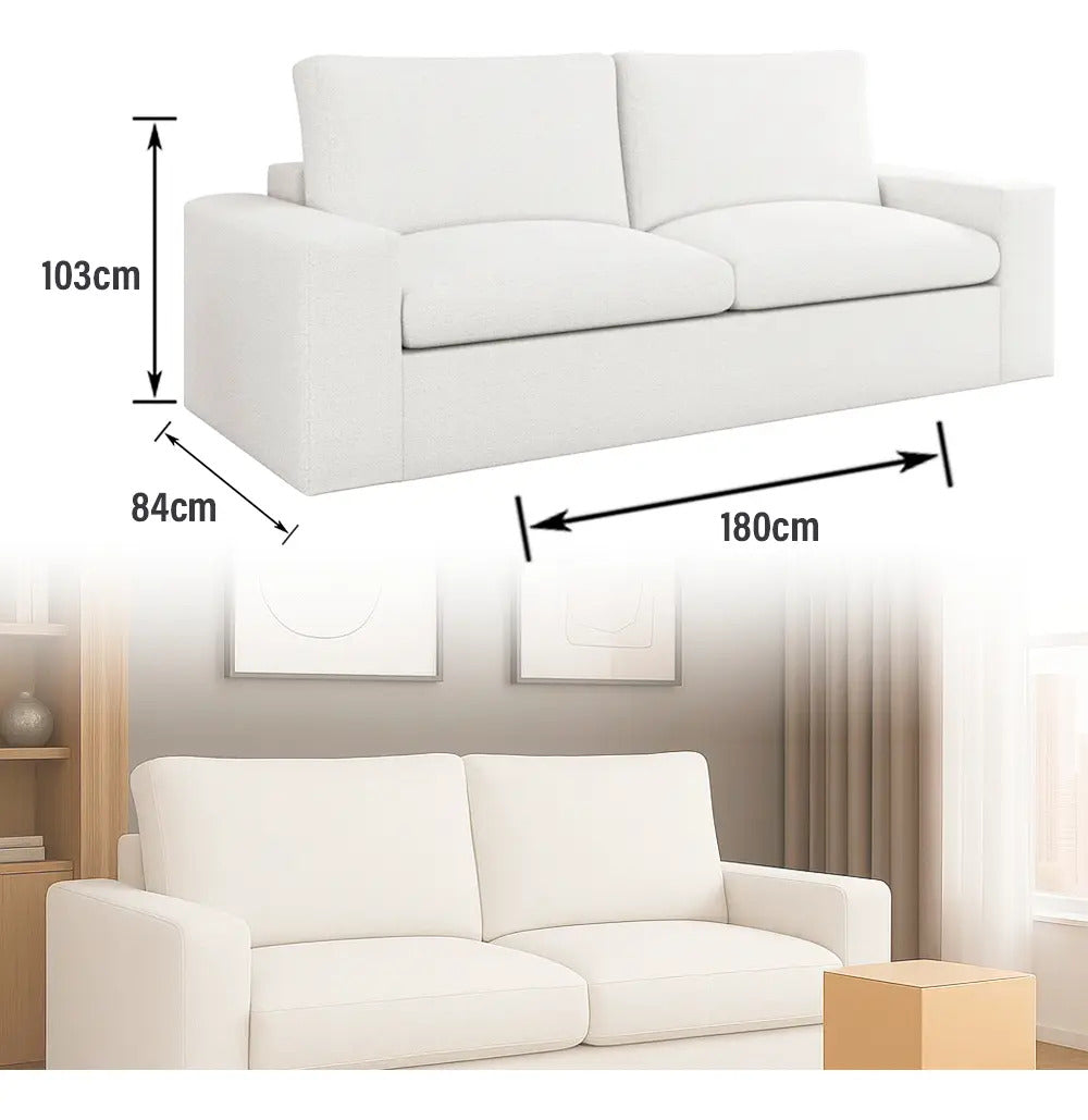 Sillón sofá living 2 cuerpos Litus compactado en caja beige