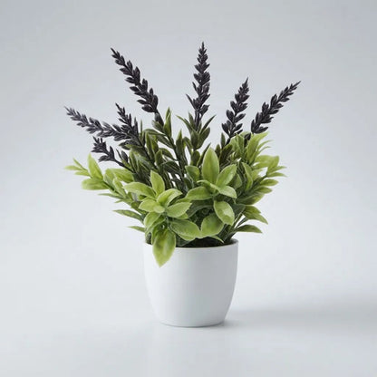 Set 10 Plantas Artificiales Decorativas En Maceta Blanca Verde