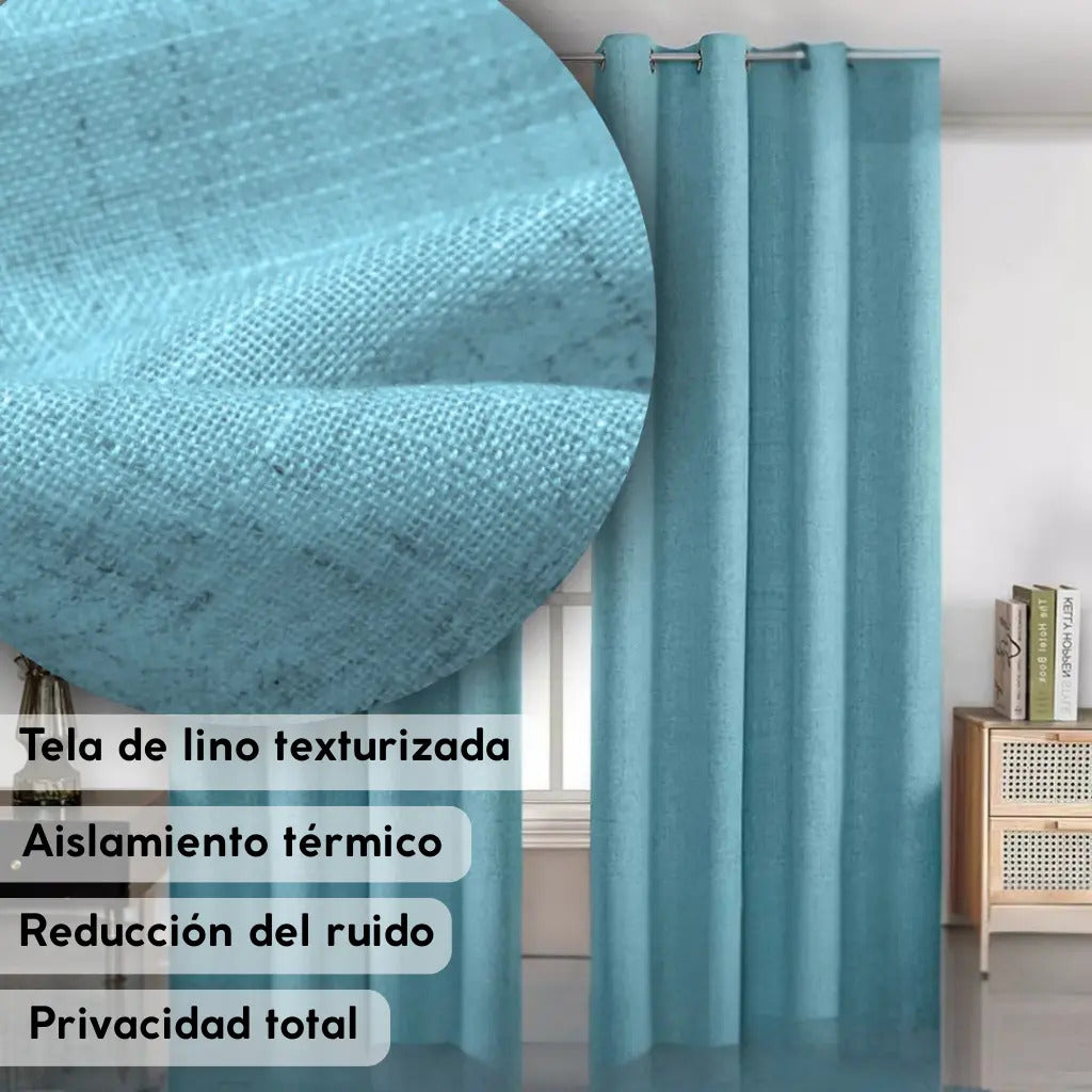 Cortina 2 paños 140 x220 cm textura lino blackout