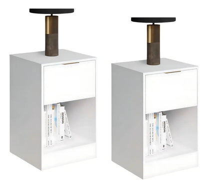 Pack x2 mesas de luz Paris con cajon moderna