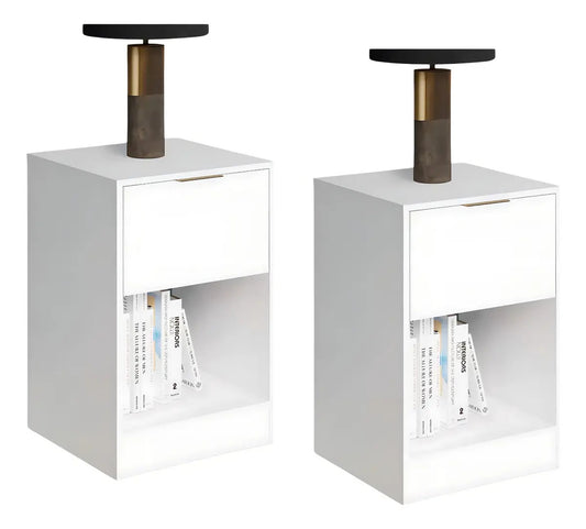 Pack x2 mesas de luz Paris con cajon moderna