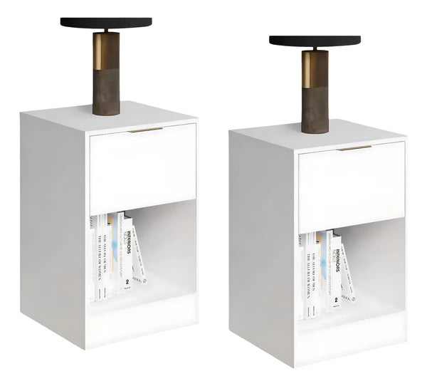 Pack x2 mesas de luz Paris con cajon moderna