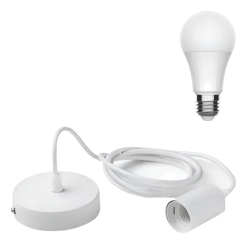 Pack Lampara Colgante Portalamparas Metal Vintage + Bombita