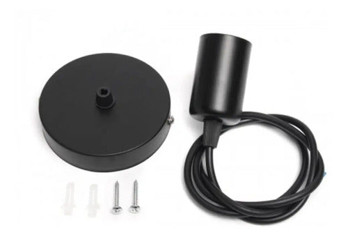 Pack Lampara Colgante Portalamparas Metal Vintage + Bombita