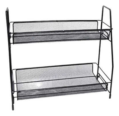 Organizador De Metal 2 Bandejas Multiuso Ms Negro