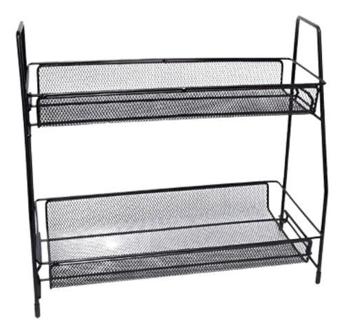 Organizador De Metal 2 Bandejas Multiuso Ms Negro