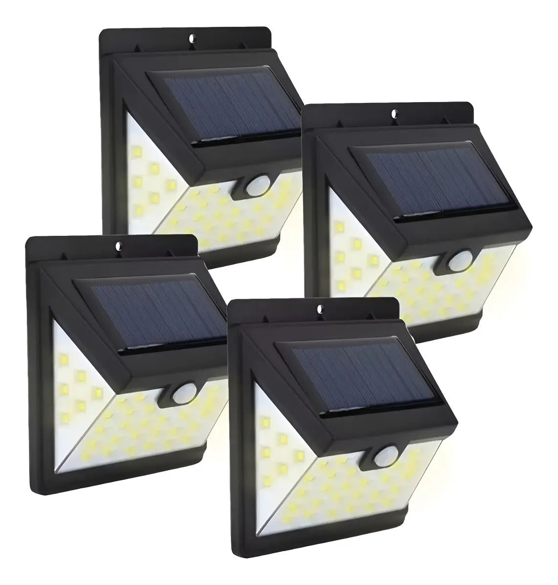 Pack x4 foco lampara solar triple 40smd exterior sensor