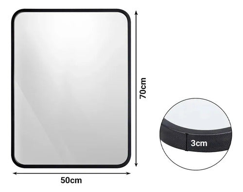 Espejo Rectangular De 60 X 80cm Con Diseño Minimalista Negro Negro