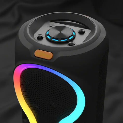 Parlante Bluetooth Karaoke Luces Rgb 8 Pulgadas Recargable Negro