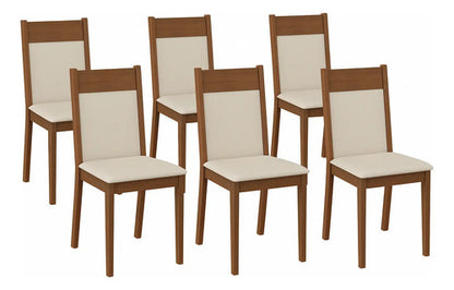 Pack X 6 Sillas Jaine Comedor Kit Rustico Tapizado Living Perla Marrón Oscuro
