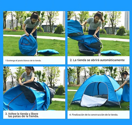 Carpa Iglu Autoarmable 2 A 3 Personas Camping 190 X 130cm Celeste